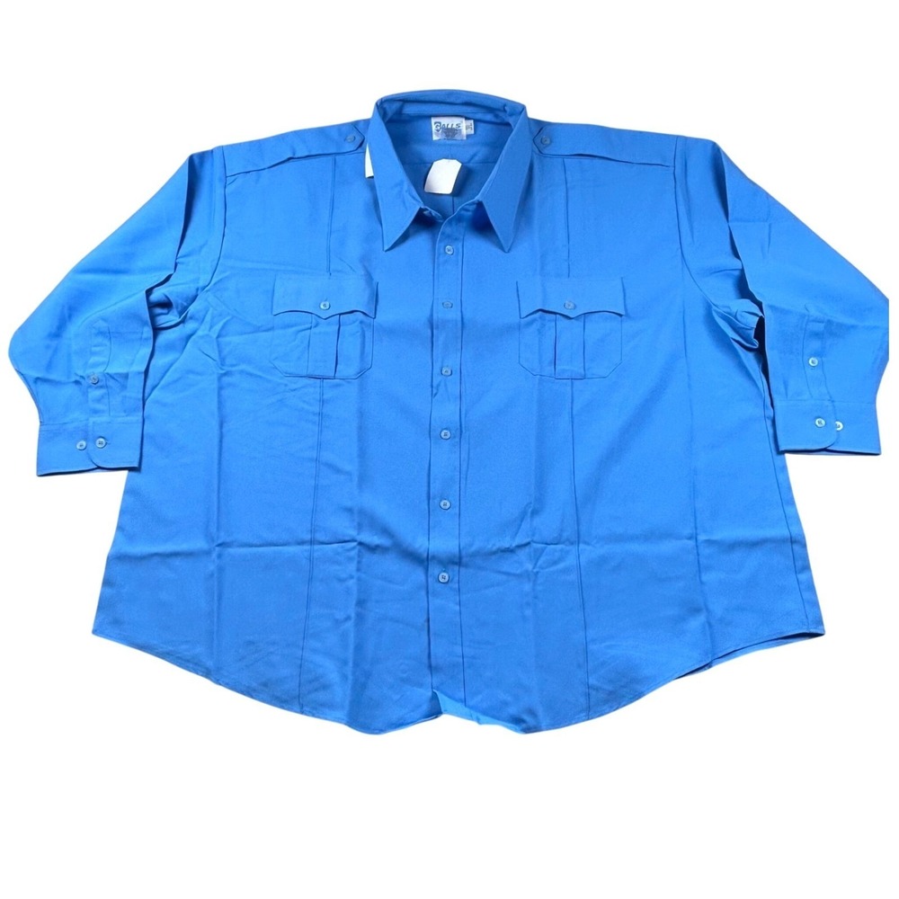 Galls Mens 5XL Light Blue Tactical Uniform Shirt Long Sleeve Epaulets Style 8002